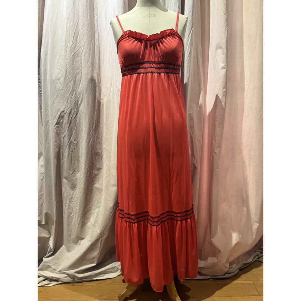 Vintage Vassarette Smocked Milkmaid Boudoir Maxi M